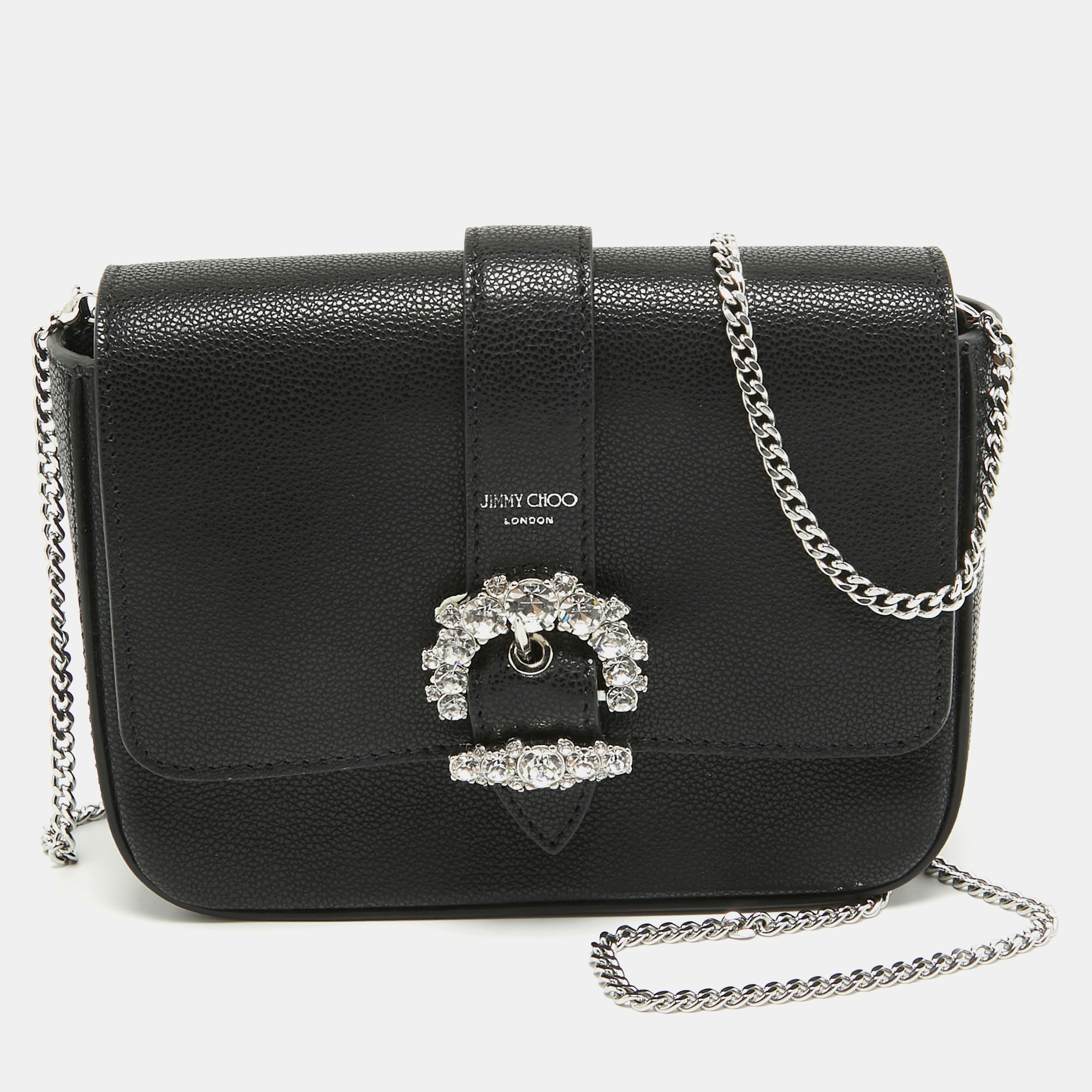 

Jimmy Choo Black Leather Cheri Chain Shoulder Bag