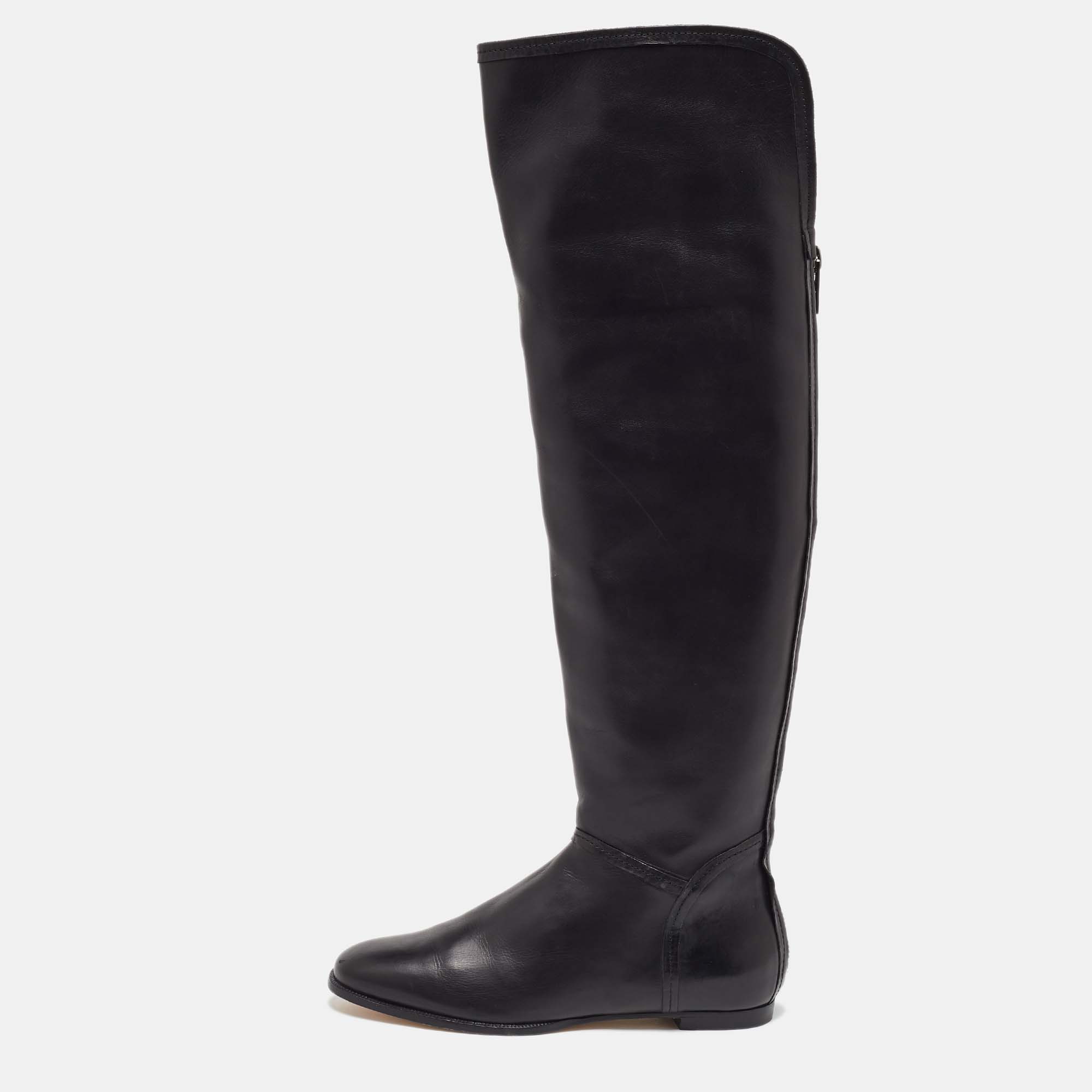 

Jimmy Choo Black Leather Knee Length Boots Size