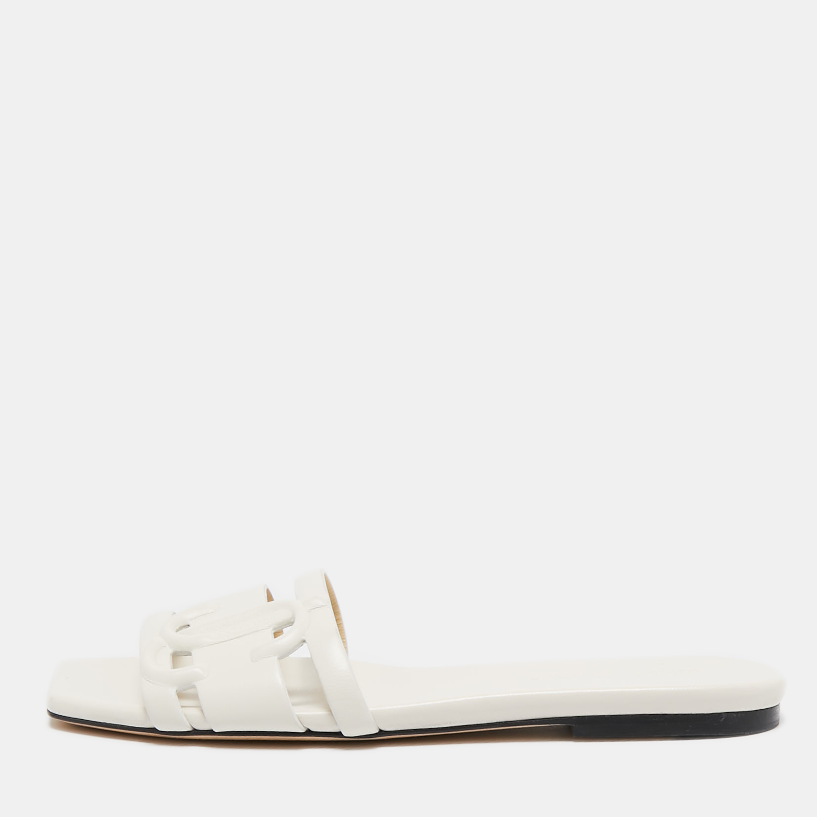 

Jimmy Choo Cream Leather Flat Slides Size