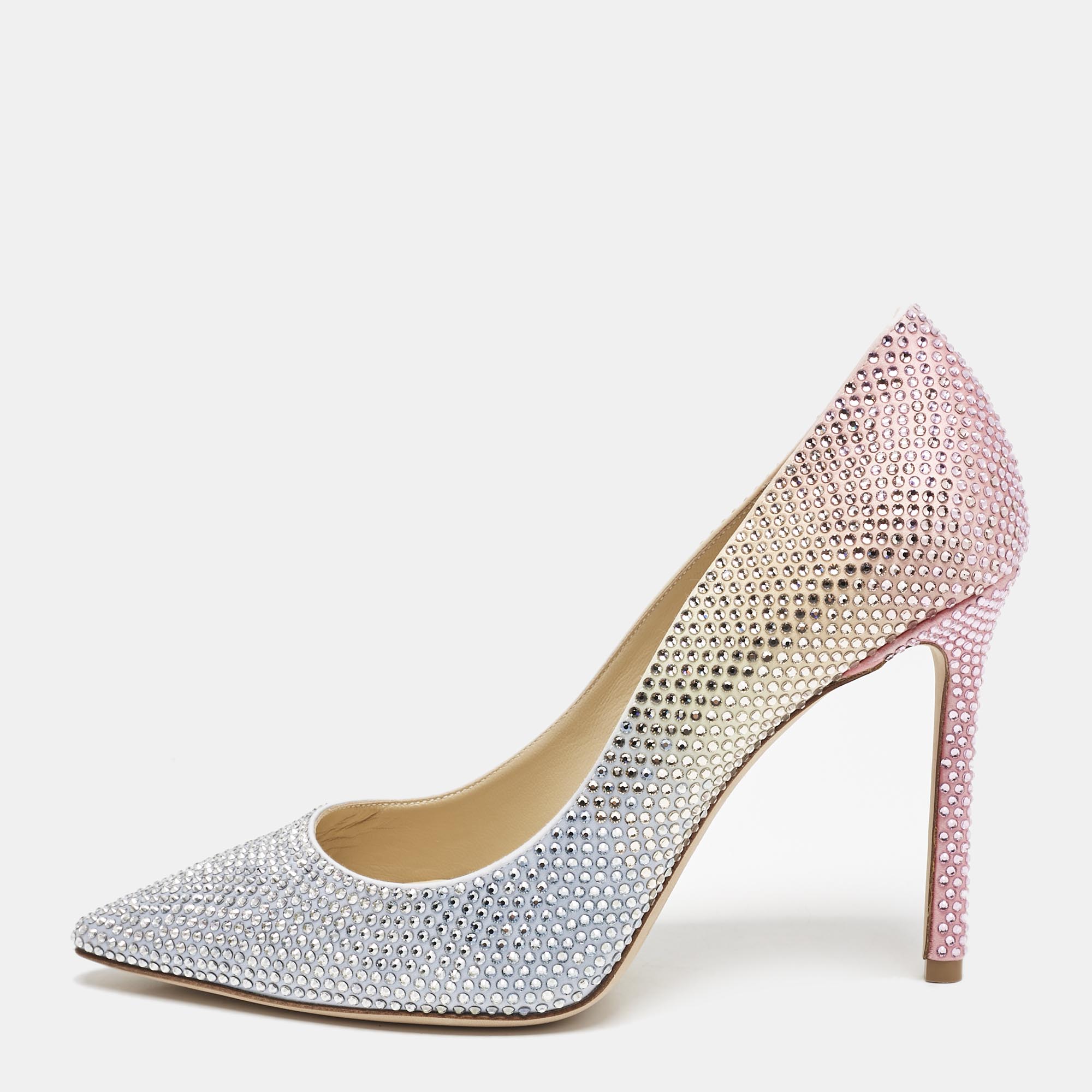 

Jimmy Choo Ombre Silver/Pink Crystals Romy Pumps Size