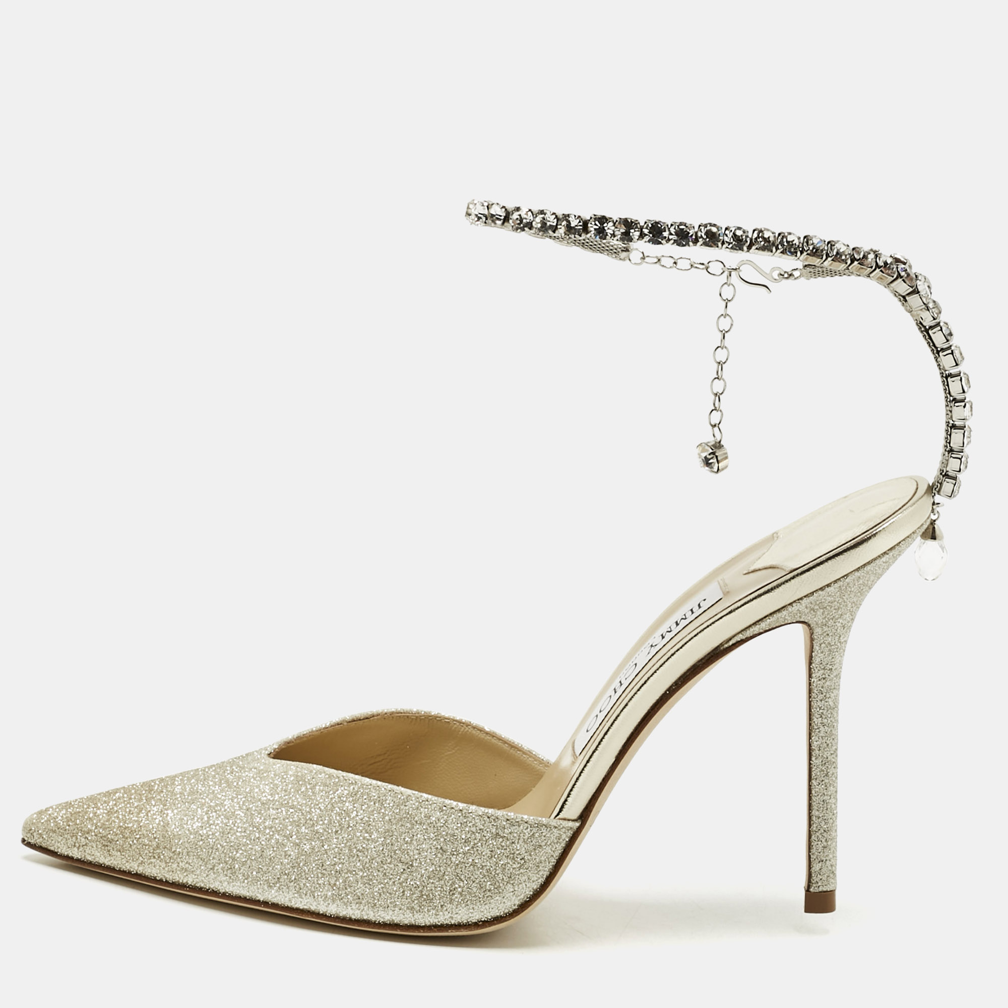 

Jimmy Choo Gold Glitter Saeda Mary Jane Pumps Size