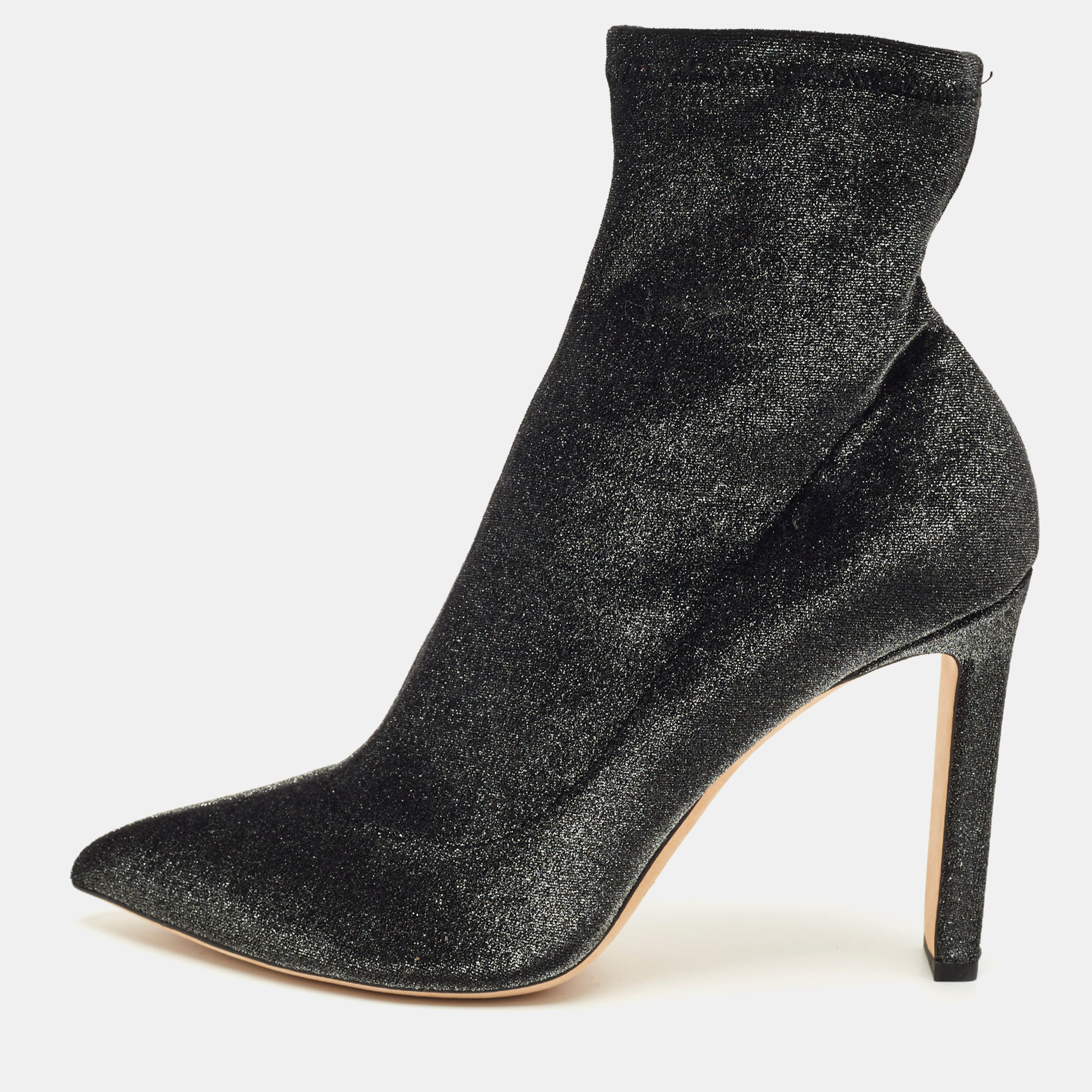 Pre-owned Jimmy Choo Black Lurex Fabric Ankle Length Boots Size 40.5