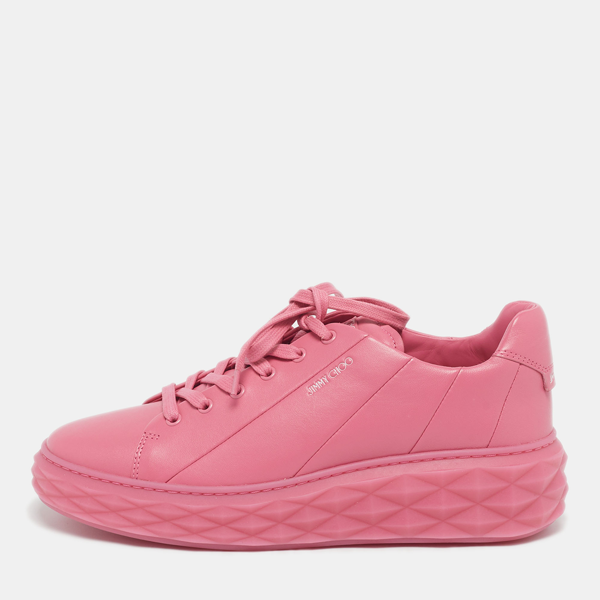 

Jimmy Choo Diamond Light Maxi Size  Pink Leather Low Top Sneakers