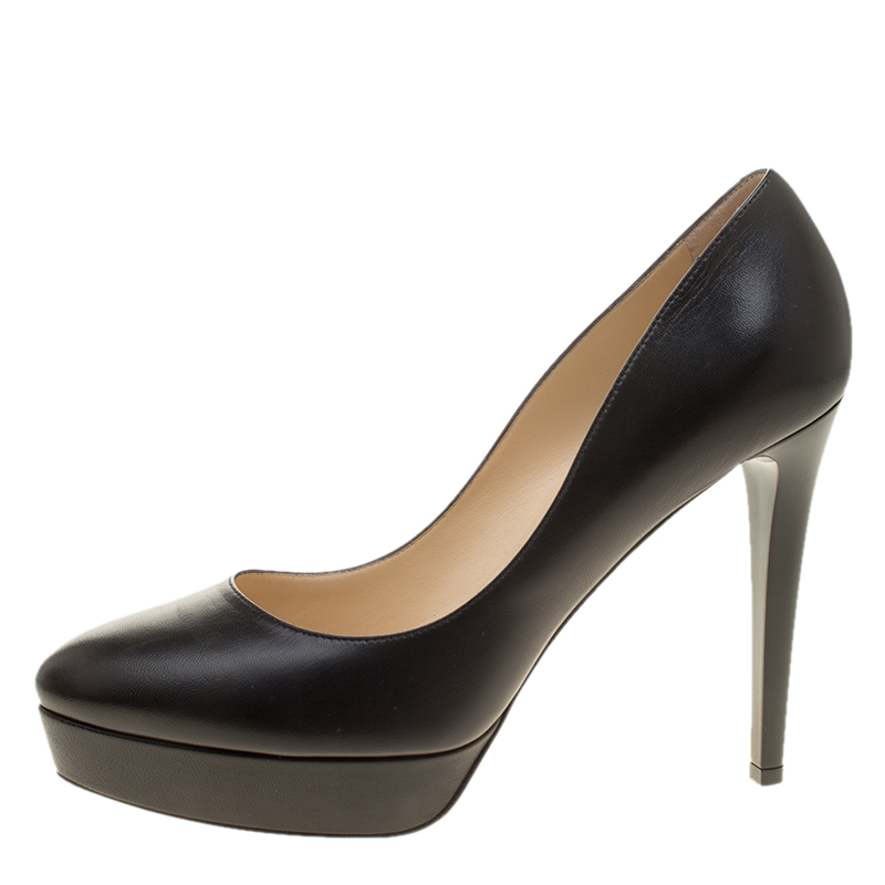 

Jimmy Choo Black Leather Alex Platform Pumps Size