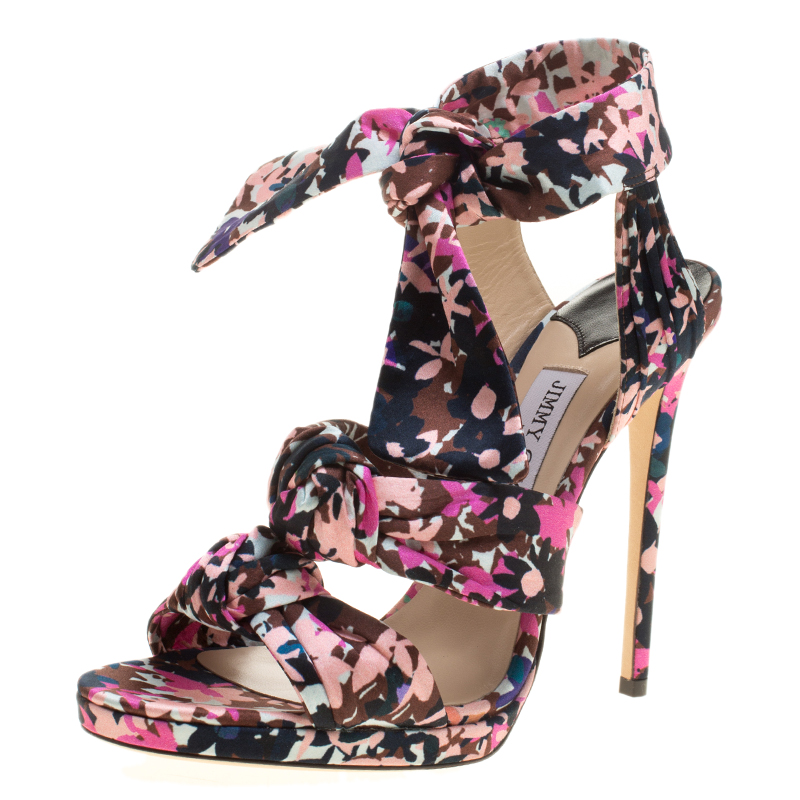 floral print sandal heels