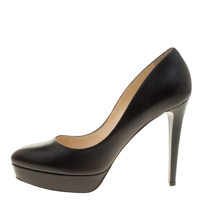 

Jimmy Choo Black Leather Alex Platform Pumps Size