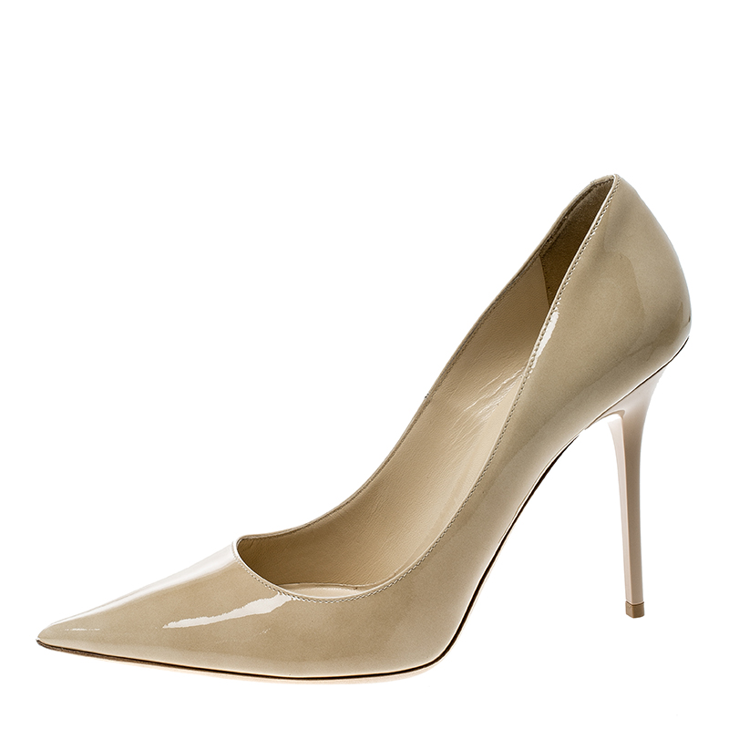 

Jimmy Choo Beige Patent Leather Abel Pointed Toe Pumps Size