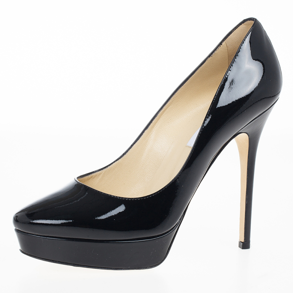 مملوكة مسبقًا Jimmy Choo Black Patent Cosmic Platform Pumps Size 38.5