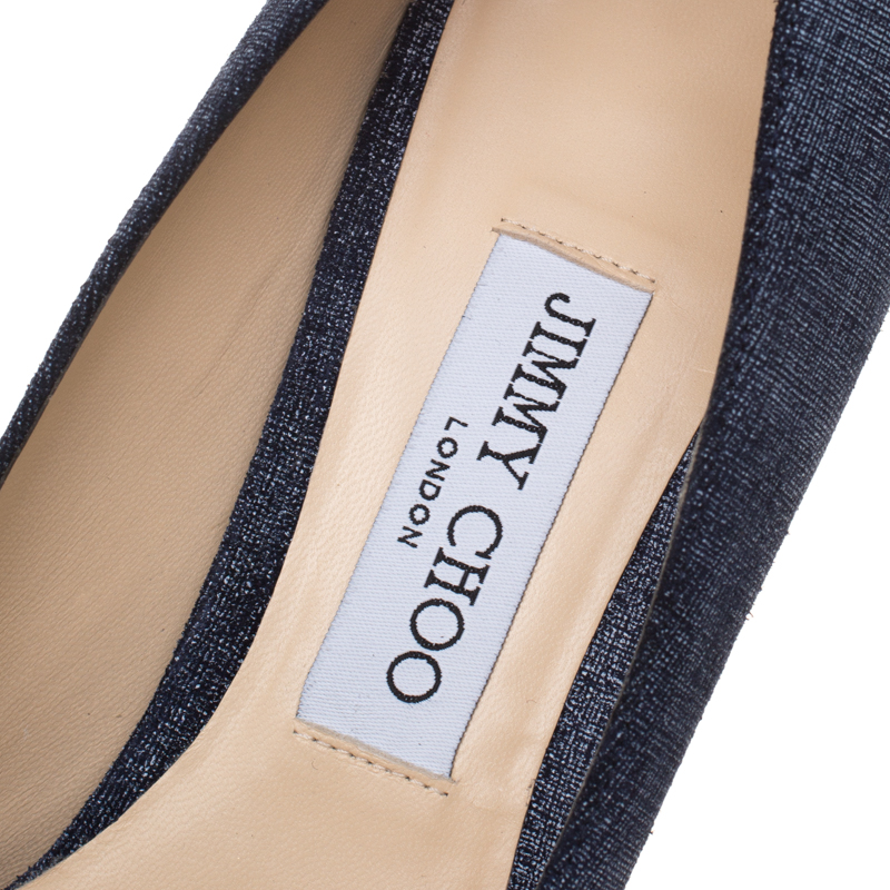 Pre Owned Jimmy Choo Light Indigo Denim Leather Billie Block Heel Pumps Size 41