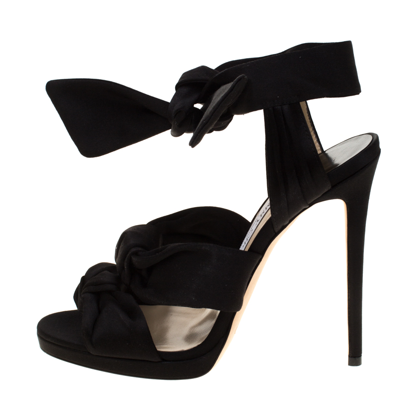 

Jimmy Choo Black Satin Kris Knot Sandals Size