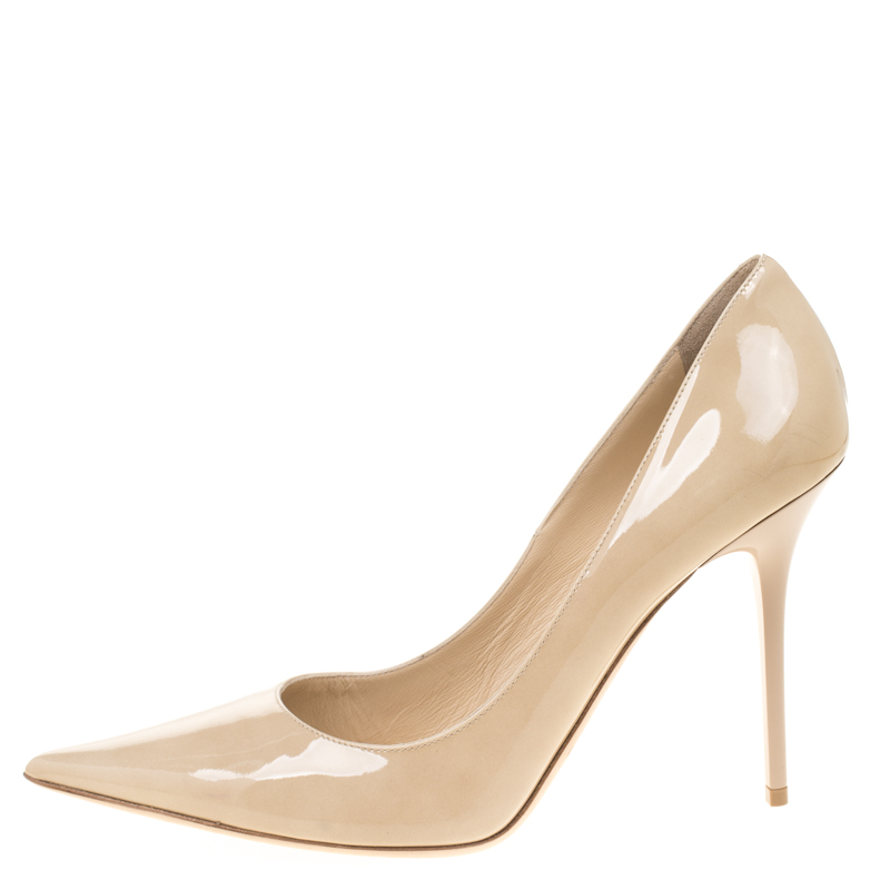 

Jimmy Choo Beige Patent Leather Abel Pointed Toe Pumps Size