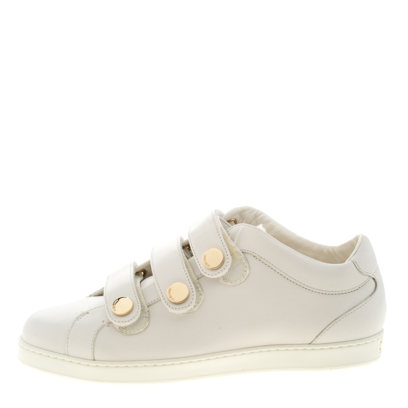 

Jimmy Choo White Leather Trainers Low Top Sneakers