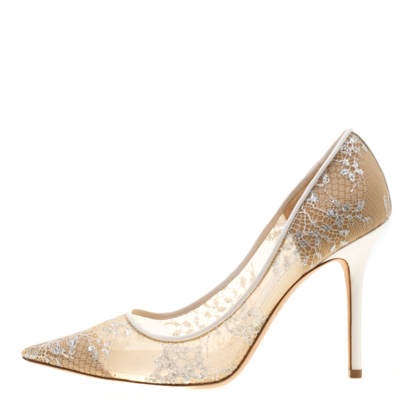 

Jimmy Choo White Lace Abel Pointed Toe Pumps Size