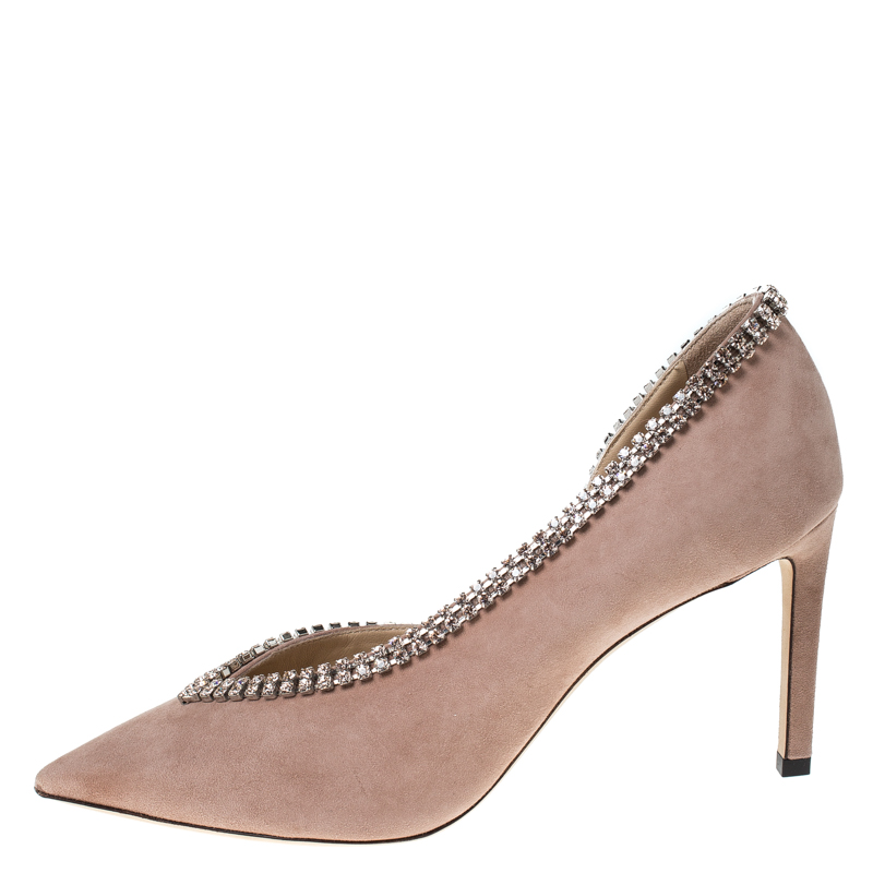 

Jimmy Choo Pale Pink Suede Lilian Crystal Pumps Size