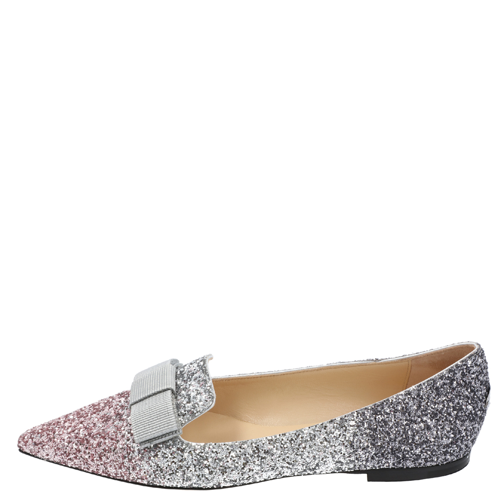 

Jimmy Choo Metallic Triple D÷grad÷ Gala Glitter Flats Size, Pink