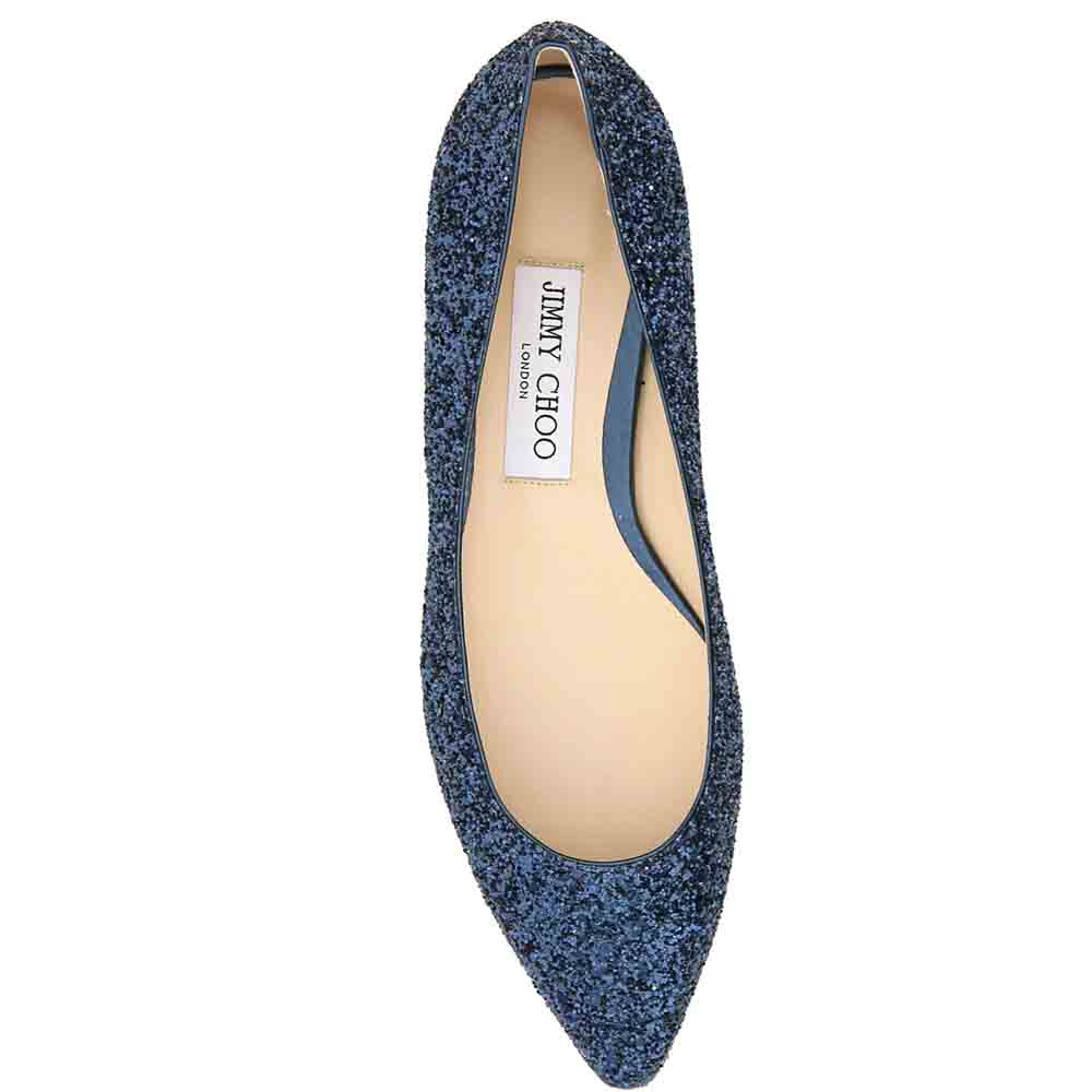 

Jimmy Choo Navy Glitter Romy Flats Size IT, Navy blue