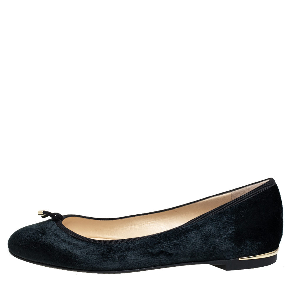 

Jimmy Choo Black Liquid Velvet Jennie Ballet Flats Size