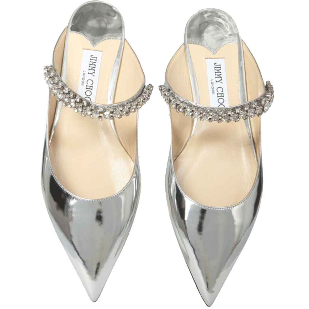 

Jimmy Choo Silver Bing Flat Sandals Size IT