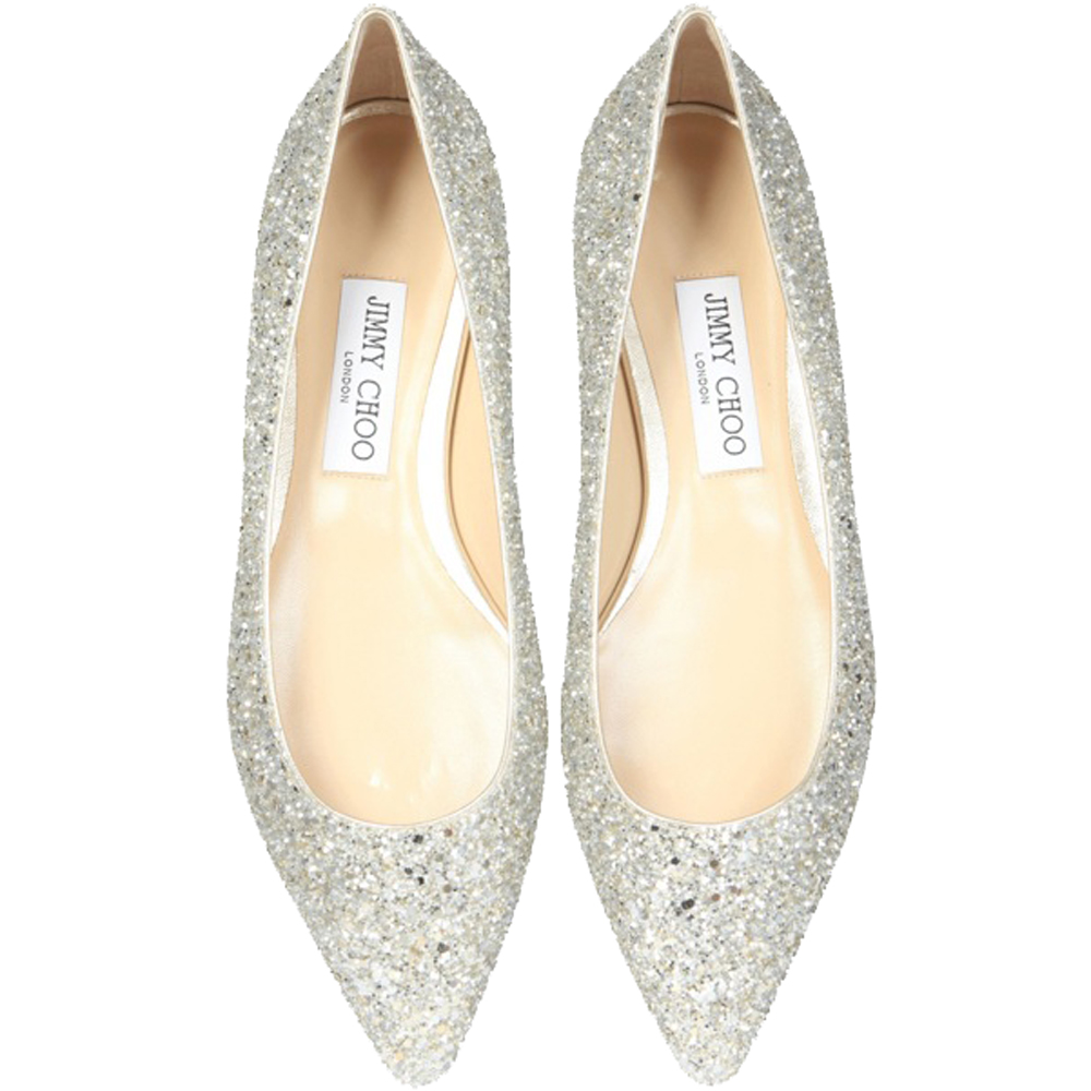 

Jimmy Choo Beige Dust Glitter Romy Ballerinas Size IT