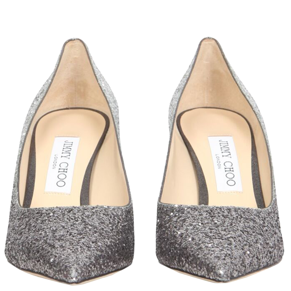 

Jimmy Choo Mochi Luminous Glitter Love 65 Pointed Pumps Size IT, Silver