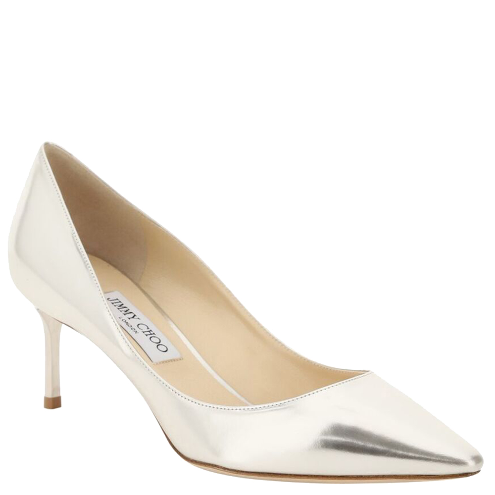 

Jimmy Choo Silver Leather Romy 60 Pumps Size IT