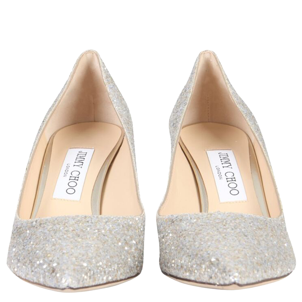 

Jimmy Choo Grey Silver Glitter Love 85 Size IT, Black