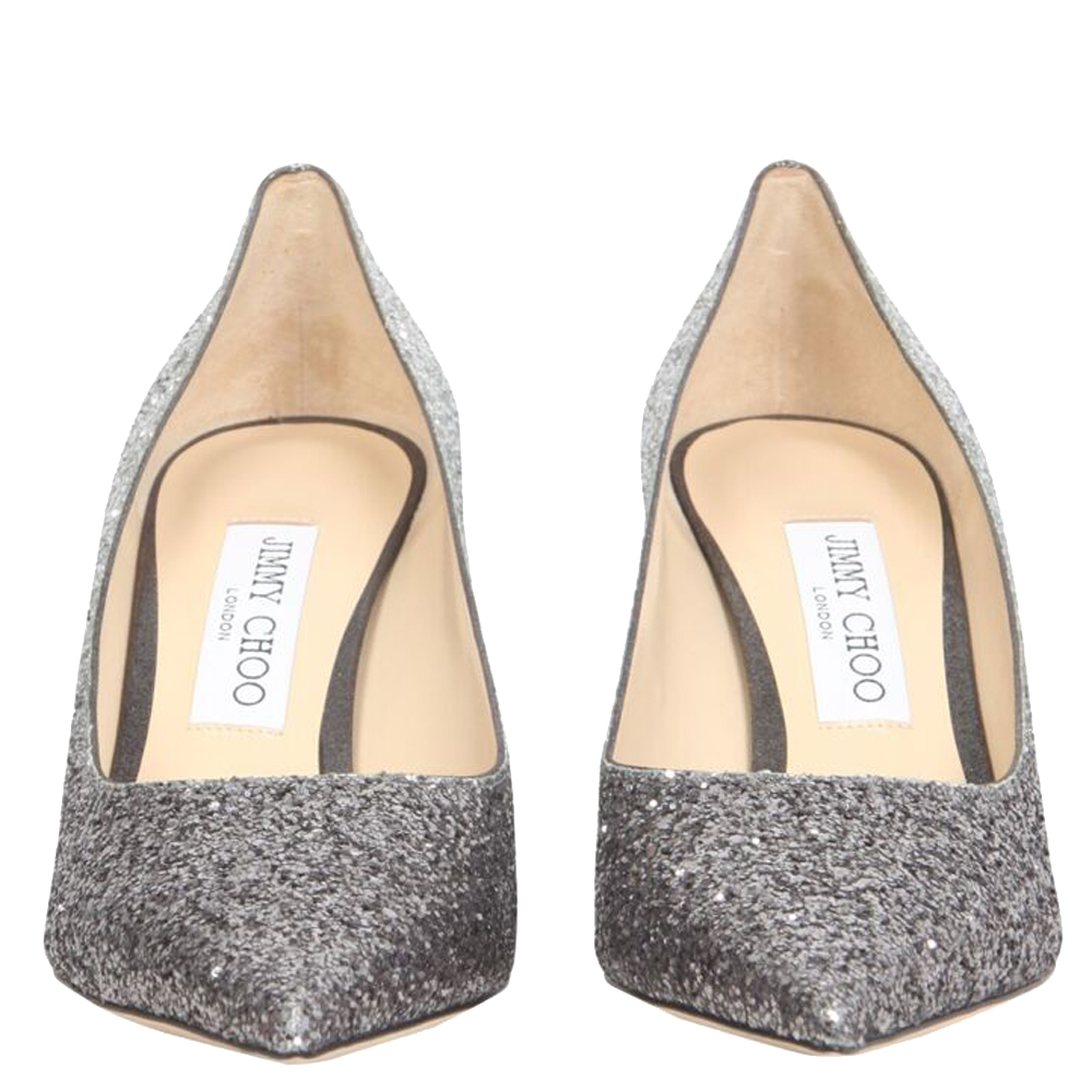 

Jimmy Choo Grey Love Silver Glitter Love 85 Pumps Size IT