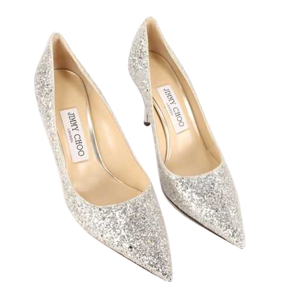 

Jimmy Choo Luminous Glow-In-The-Dark Glitter Love 85 Pumps Size EU, Silver