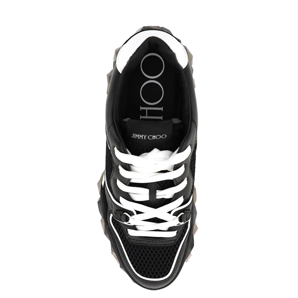 

Jimmy Choo Black Calf Leather, Crosta Suede and Printed Nylon Diamond X Trainer/F Sneakers Size IT