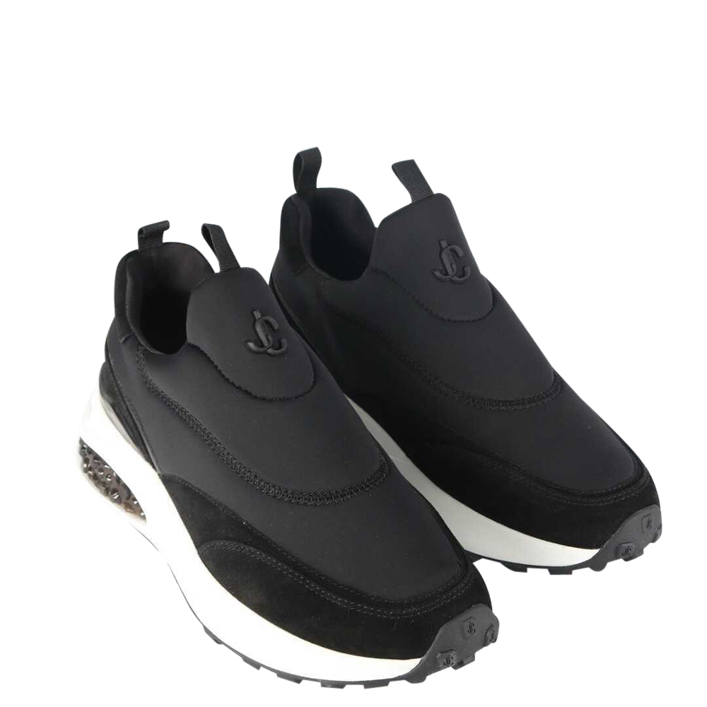 

Jimmy Choo Black Leather Neoprene Memphis Sneakers Size EU