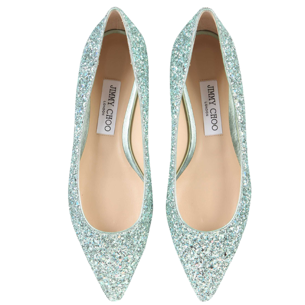 

Jimmy Choo Green Glitter Romy Ballerinas Size IT