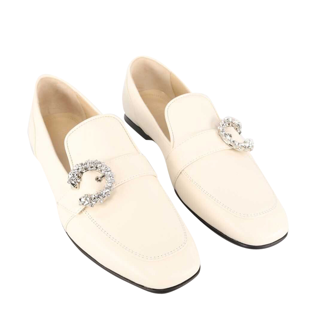 

Jimmy Choo White Crystal Mani Mocassins Size EU