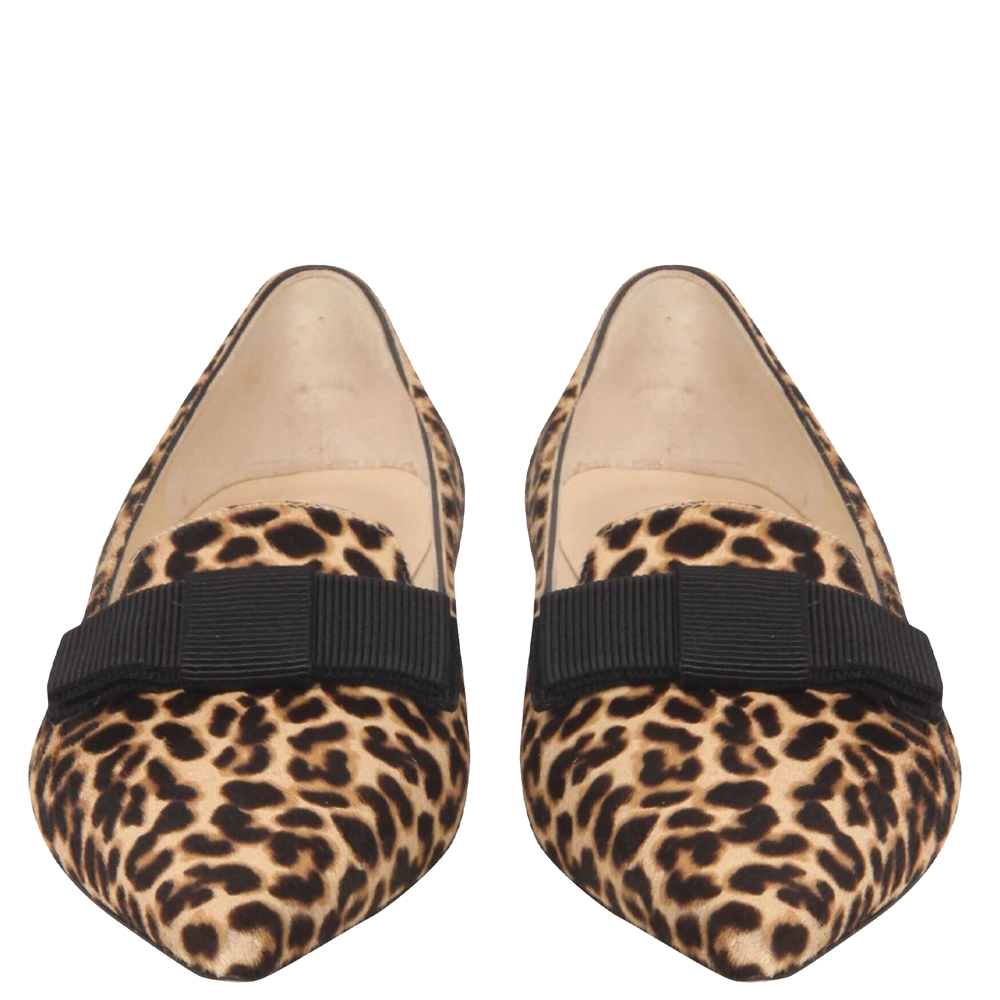 

Jimmy Choo Brown Leopard Print Gala Flats Size IT, Beige