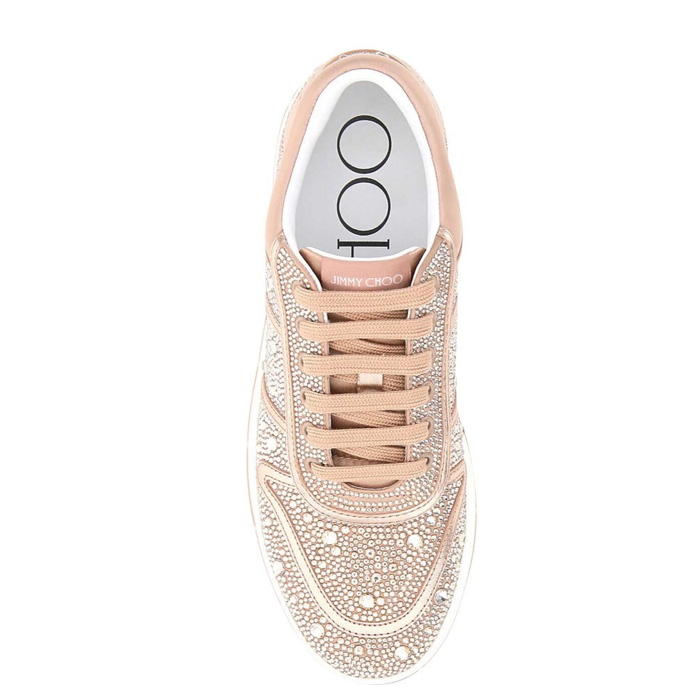 

Jimmy Choo Pink Satin Crystal Embellishment Hawaii/M Lace-Up Trainers Size IT