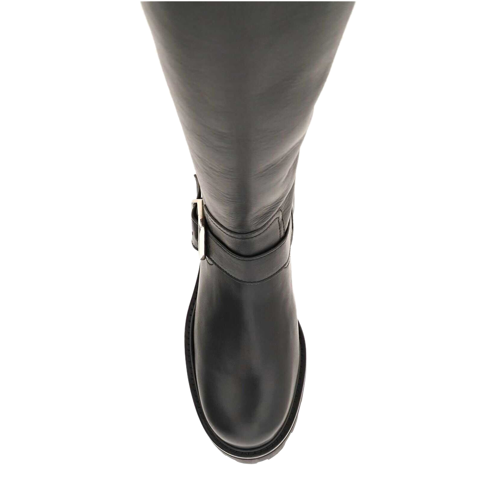 

Jimmy Choo Black Smooth Leather Biker II Tall Knee-High Biker Boots Size IT