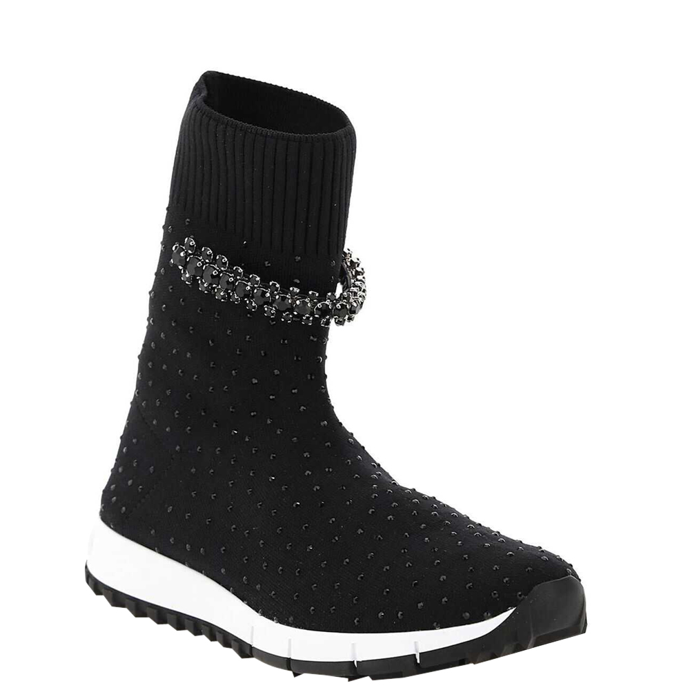 

Jimmy Choo Black Crystal Regena Sock Sneakers Size IT