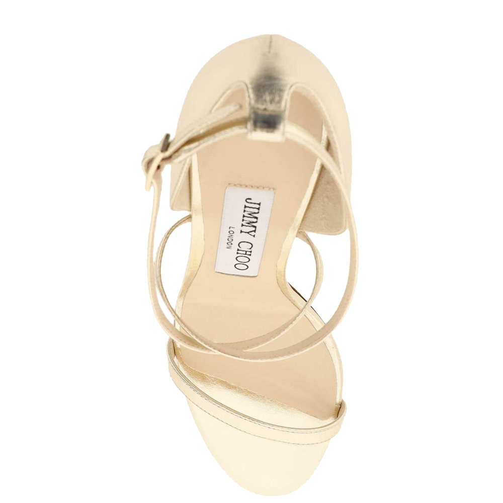 

Jimmy Choo Gold Leather Hesper 85 Sandals Size IT