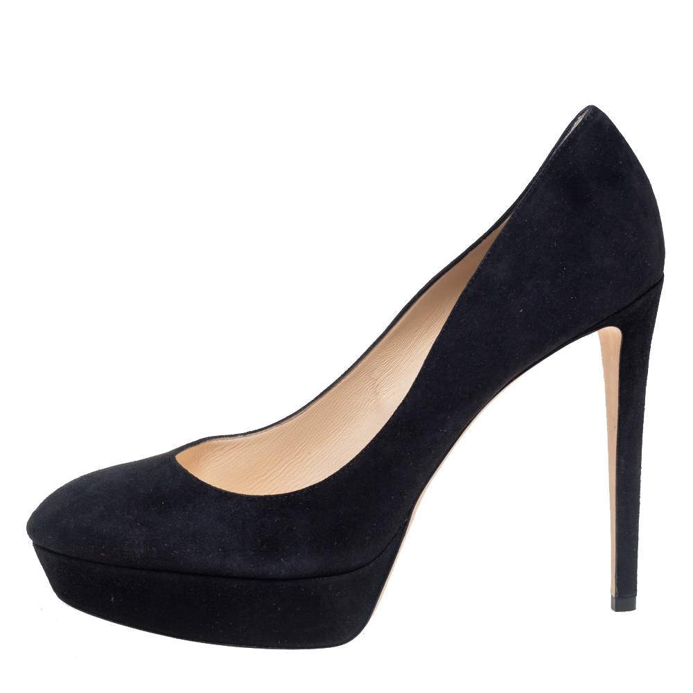 

Jimmy Choo Black Suede Cosmic Platform Pumps Size