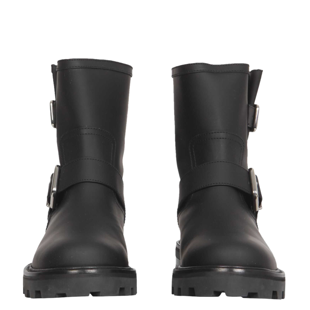 

Jimmy Choo Black Smooth Leather Youth II Biker Boots Size IT