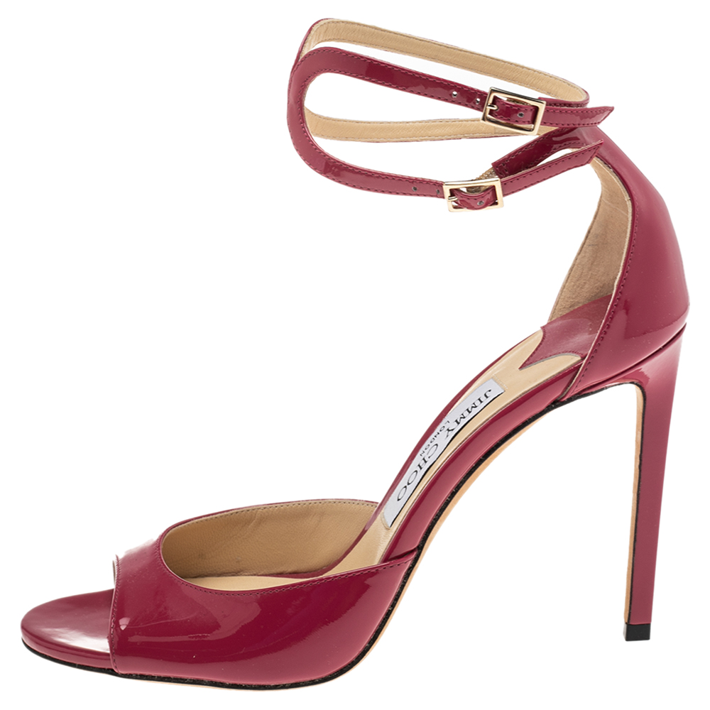 

Jimmy Choo Cerise Pink Patent Leather Lane Ankle Strap Sandals Size