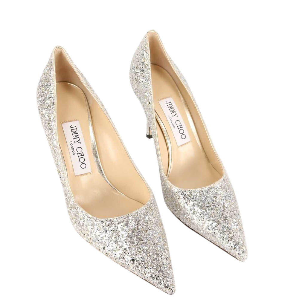 

Jimmy Choo Silver Coarse Glitter Love 85 Pumps Size IT