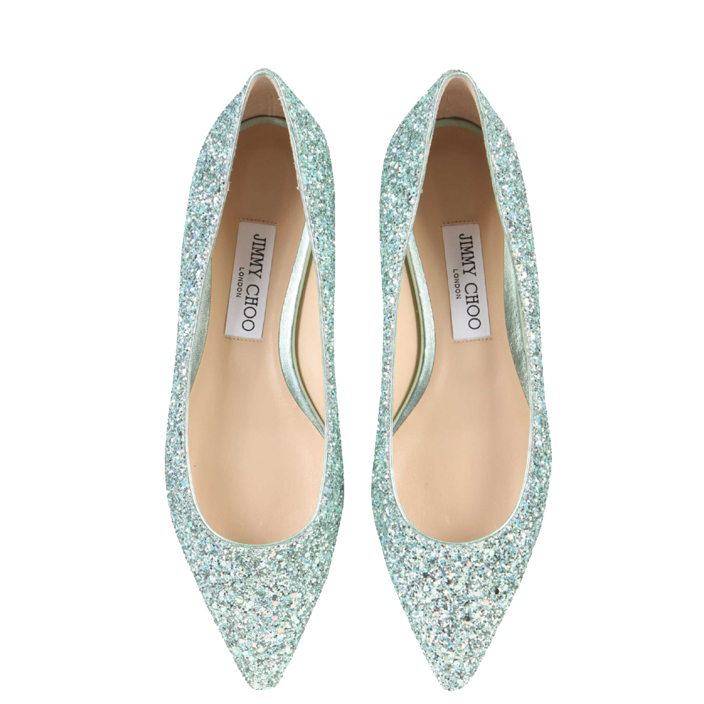 

Jimmy Choo Green Glitter Romy Ballerinas Size IT