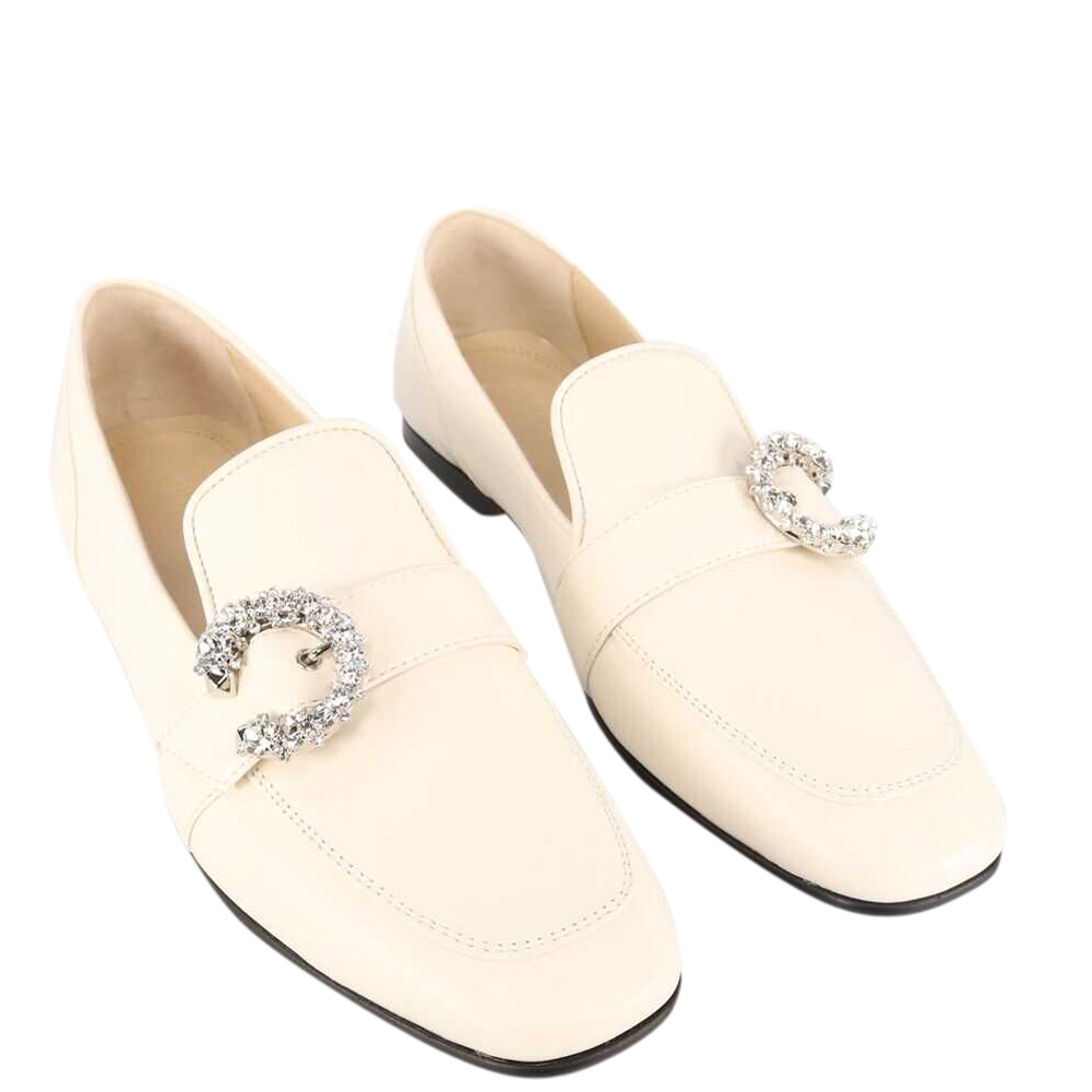 

Jimmy Choo White Leather Mani Loafers Size IT