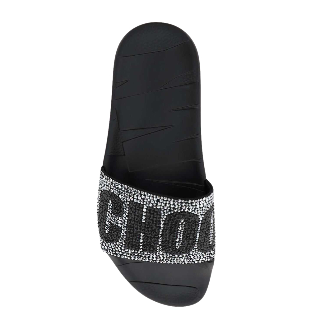 

Jimmy Choo Black Leather Crystals Slippers Size IT