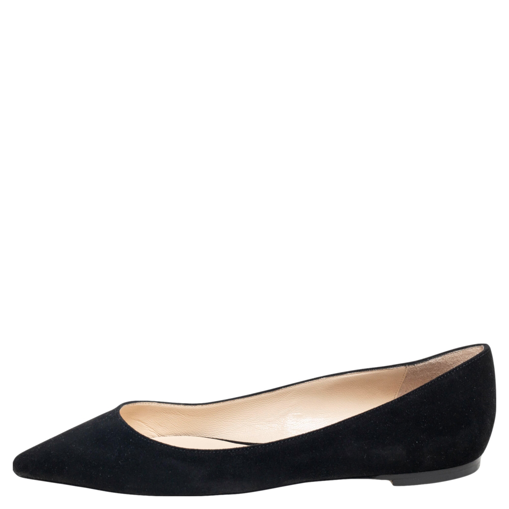 

Jimmy Choo Black Suede Romy Pointed Toe Flats Size