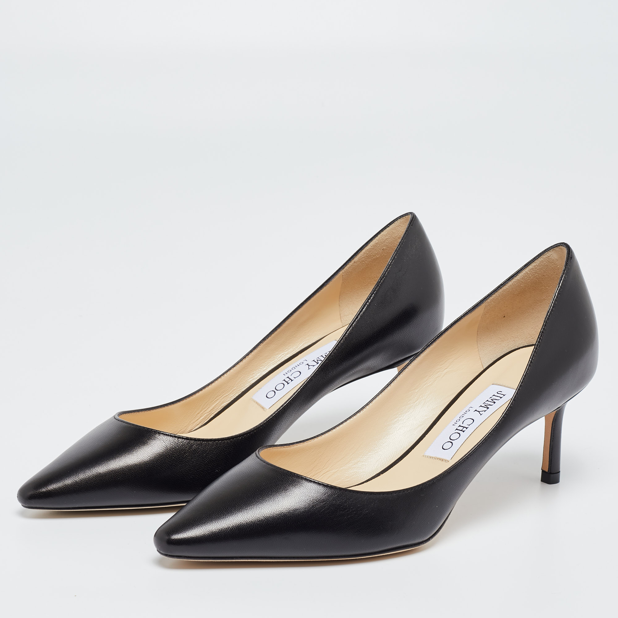 

Jimmy Choo Black Leather Romy Pumps Size