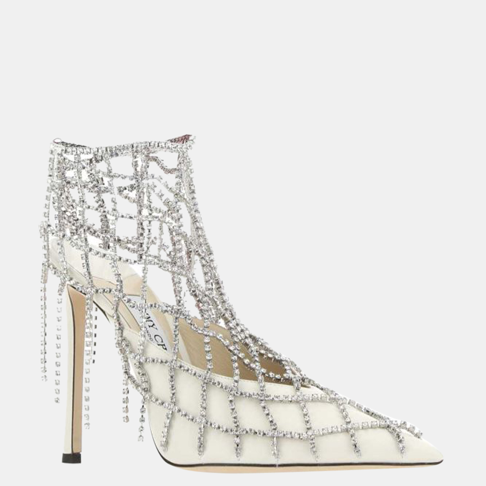 

Jimmy Choo Crystal Chains Scotty 110 Pumps Size EU, White