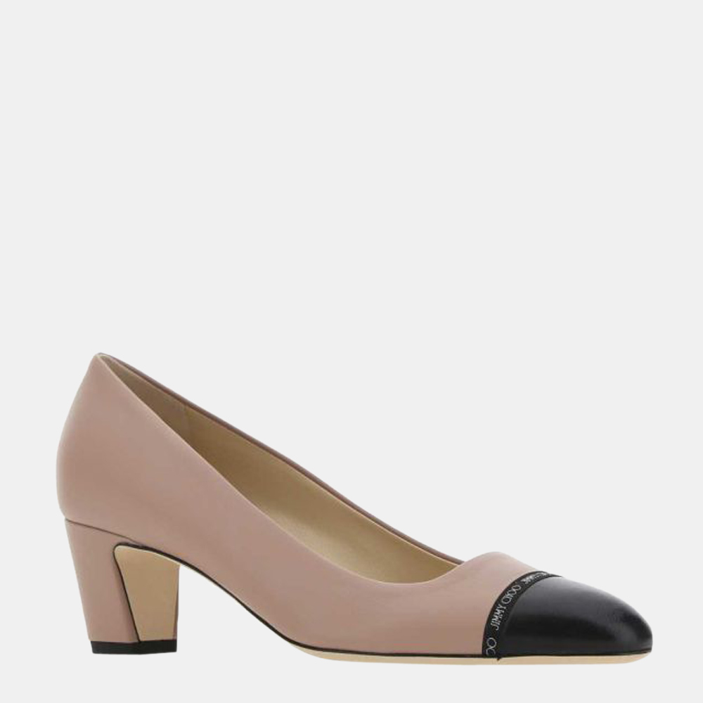 

Jimmy Choo Beige/Black Leather Straits Pumps Size EU