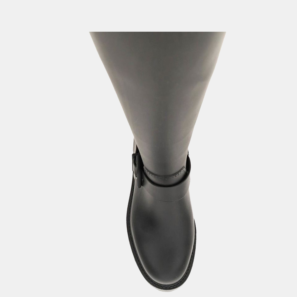 Jimmy Choo Black Leather Yael Flat Rainboots Size EU 40  - buy with discount