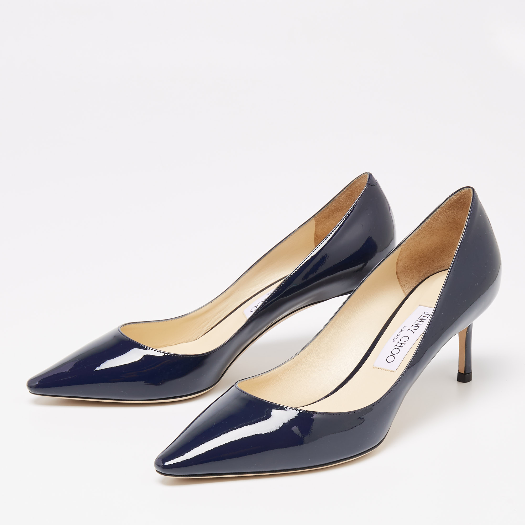 

Jimmy Choo Navy Blue Patent Leather Romy Pointed Toe Pumps Size